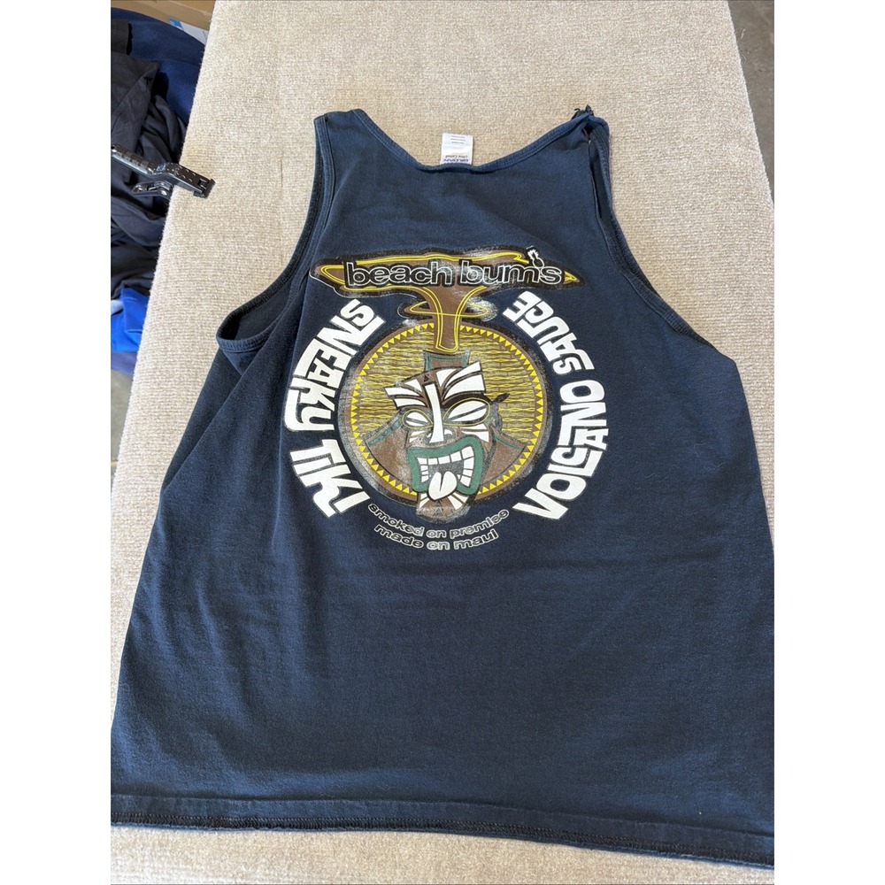 Beach Bums Men's Graphic Print Tank Top Size Large Double Sided Maui BBQ